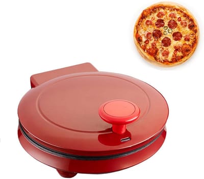 Aanrecht Pizzaoven - Pizzamachine Pannenkoekenmaker - Thuis Koken - Dubbelzijdige Verwarming - 23 cm - Rood