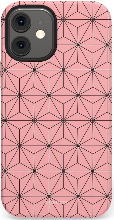 Casetastic Hoesje Geschikt voor Apple iPhone 12 Mini - Stijlvolle Beschermende Duo-layer Case - Roze Zwarte Fashion Paris Patroon