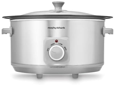 6,5 liter aluminium slowcooker met 3 gaarinstellingen en glazen deksel
