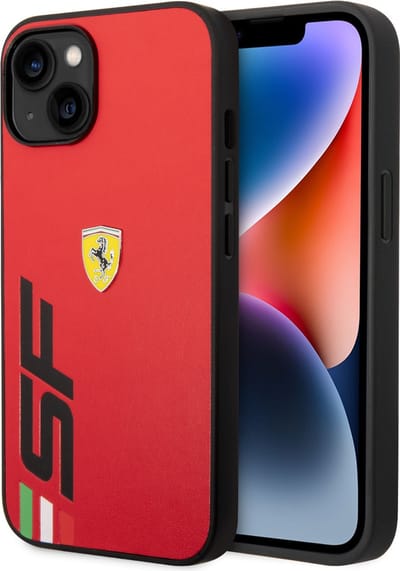 Ferrari iPhone 14 Plus Back Cover Hoesje - Pu Leer, Kleur: Rood - Bescherm jouw Telefoon tegen Schade