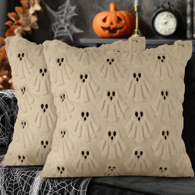 Dailygoods- Kussenhoezen Set van 2 - Halloween Kussenslopen - Spookachtig Ontwerp - Zacht Pluche - 40 x 40 cm - Huisdecoratie - Sierkussenslopen