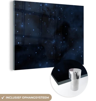 MuchoWow® Glasschilderij 120x90 cm - Schilderij acrylglas - Nacht - Heelal - Sterrenhemel - Foto op glas - Schilderijen