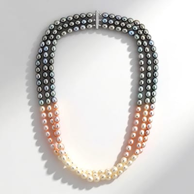 Veelkleurige Zoetwaterparel Zilver Ketting