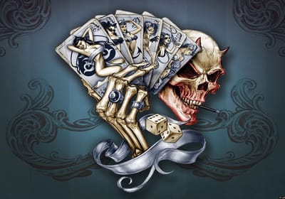 Skull Dice Cards Photo Wallcovering