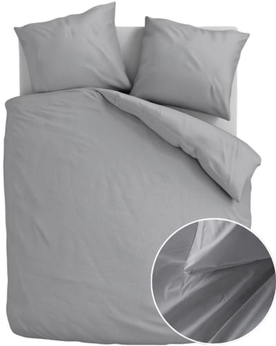 Dekbed-Discounter - Fresh and Co Dekbedovertrek 200 x 200/220 cm - Verkoelend Katoen - Dubbele instopstrook - Wassen op 40 graden - Inclusief 2 kussenslopen - Lichtgrijs