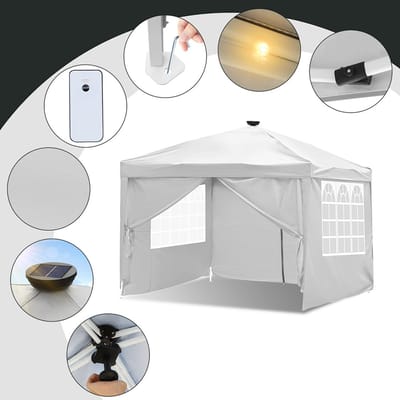 3x3m Partytent Paviljoen Opvouwbaar en Waterdicht Feesttent met Zijwanden Tuintent Easy Up wit