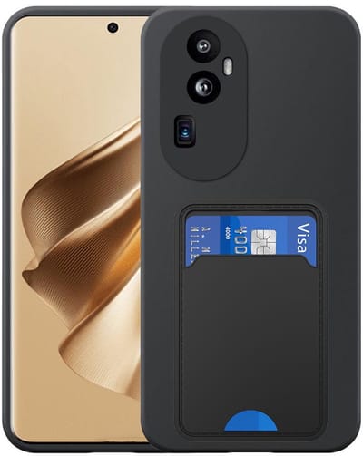 Geschikt voor Oppo Reno 10 Pro Plus Telefoonhoesje met TPU Pasjeshouder - Flexible Back Cover Case Siliconen TPU with Cardslot - Zwart - Smartphonica geschikt voor Oppo Reno 10 Pro Plus