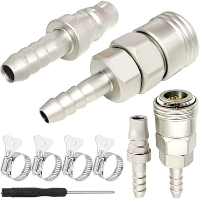 Dailygoods- Gasslangconnector Quick Release - 8 mm Nozzle - 4 Stuks - Staal - Verstelbare Slangklemmen - Inclusief Afsluitklep - Gaskoppeling