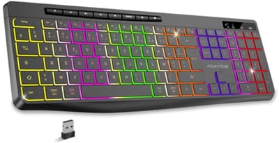 Draadloos Toetsenbord met Achtergrondverlichting en Ergonomische Toetsen - Stil en Oplaadbaar met Franse AZERTY-Indeling