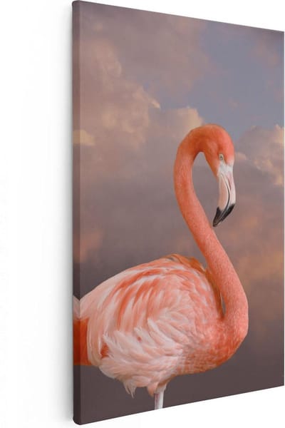 Artaza Canvas Schilderij Vogel - 20x30 cm - Klein - Wanddecoratie Flamingo - Muurdecoratie Woonkamer - Kamer Accessoires