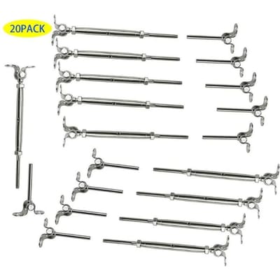 10 Paar Kabelleuning Kit T316 RVS 1/8  voor Houten Paal Hout Eenvoudig Systeem Hoek 180° Verstelbaar Trap Dek 20PCS gray