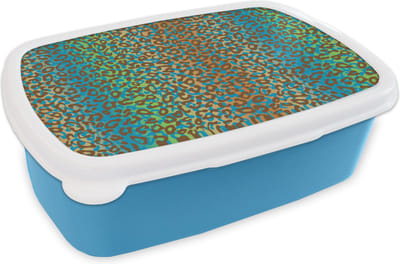 Broodtrommel Blauw - Lunchbox - Brooddoos - Patroon - Panter - Abstract - 18x12x6 cm - Kinderen - Jongen