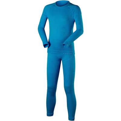 FALKE Maximum Warm SET sneldrogend functioneel lange mouwen top en panty onderlaag set kinderen blauw - maat 110-116