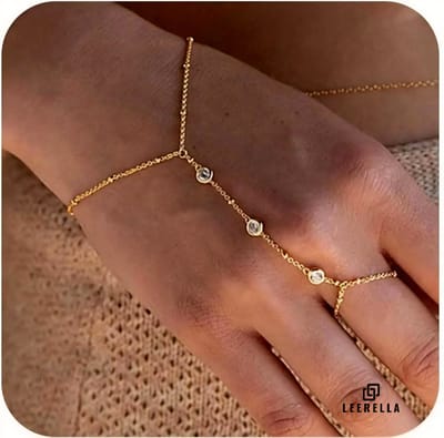 Leerella Luxe Goudkleurige Handketting met Witte Zirkonia - Waterdicht & Aanpasbaar