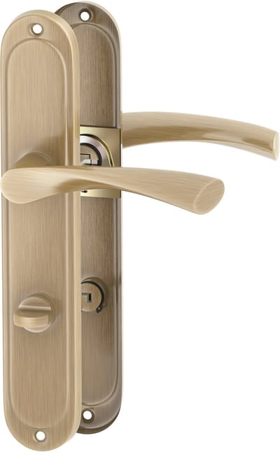 ERGO line Deurbeslag set Binnendeur - Roma - Klassiek Brons (Patina) Deurkruk - voor toilet/badkamer TL63-8 - Deurklink met schild, krukgarnituur, langschild deurkrukset, deurgrepen voor badkamerdeuren
