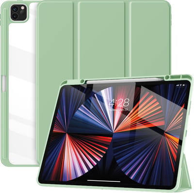 Geschikt Voor iPad Hoes Pro 12.9 - Pro 12.9 Hoes - 12.9 Inch - Solidenz Pro 12.9 Hybrid Bookcase - Case Met Autowake / Autosleep - Hoesje Met Pencil Houder - A2757 - A2777 - A2696 - Lichtgroen
