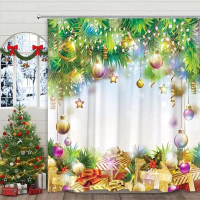Kerstcadeau Douchegordijn Roze Sneeuwpop Kerstboom Elf Hert Rode Vogel Polyester Douchegordijnen Badkamerdecoratie met Haken 90x180cm beige