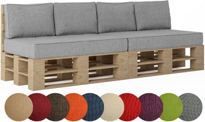 Pallet Kussen Set - Zitkussen Rugkussen - Tuinmeubilair Comfort - OEKO-TEX Gecertificeerd Polyester - 120x80cm en 60x40cm - Zilver