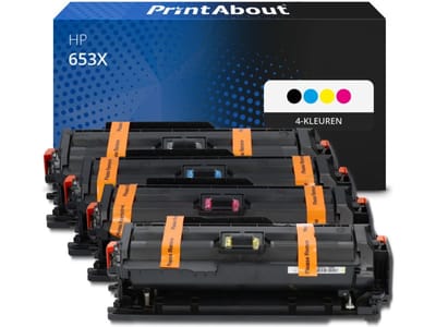 PrintAbout huismerk Toner 653X (CF320X) 4-kleuren Multipack Hoge capaciteit Geschikt voor HP