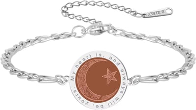 Zonne-, Maan- en Sterren Armband voor Koppels – ‘Mijn Hart is Altijd van Jou’ – Romantisch Cadeau voor Haar of Hem, Verjaardag, Jubileum of Valentijn - Zilver