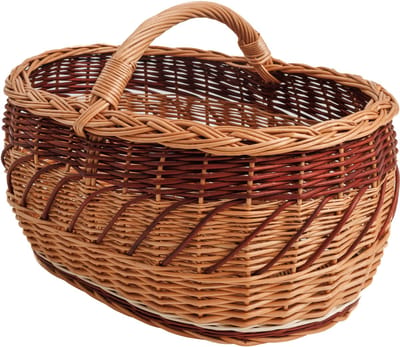 BOGATECO natuurlijke rieten mand met handvat| Grote boodschappenmand 45X30X23| Handgeweven, verkrijgbaar in vier kleuren| Opbergmand| Marktmand | BRUIN