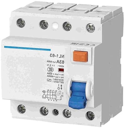 Stroomonderbreker - Veiligheidsschakelaar - Elektrische Beveiliging - Vierpolig 40A - 30mA lekstroom - Grijs
