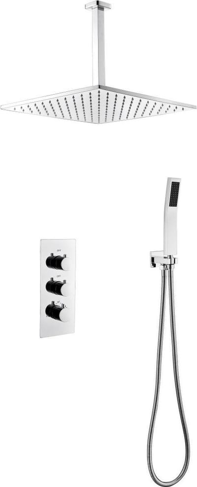 Mawialux thermostatische inbouw regendoucheset - Vierkant - Hake Chroom