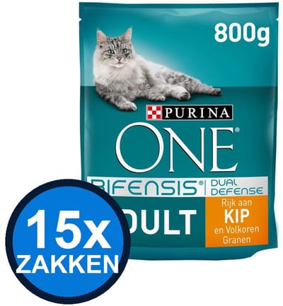15x Purina One - Adult Kip - Kattenvoer Droogvoer - 800 g