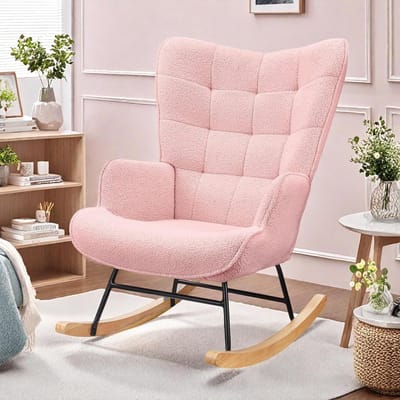 Schommelstoel - Loungestoel relaxfauteuil - Ontspannen thuis - Scandinavisch design - 75 x 68 x 92 cm - Roze