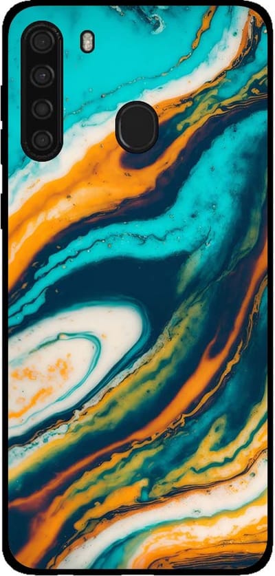 Smartphonica Telefoonhoesje voor Samsung Galaxy A21 marmer look - backcover marmer hoesje - Groen geschikt voor Samsung Galaxy A21