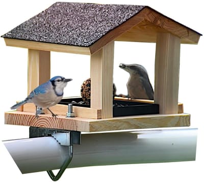 Famanu – Vogelvoederhuis - vogelhuis voor balkon - weerbestendig - voederhuis - handgemaakt - tuinvogels in de tuin - balkonhouder met een grootte van 30 tot 60 mm (natuurlijke balkonleuningen)
