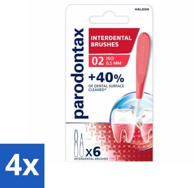 4 x Parodontax - Ragers - Interdentale Ragers 0,5 mm - ISO Maat 2 - 6 ragers - Interdentale Reiniging - Tandplak Verwijderen - Tandenborstel Aanvulling - Tandvlees Beschermen - Tanden Reinigen