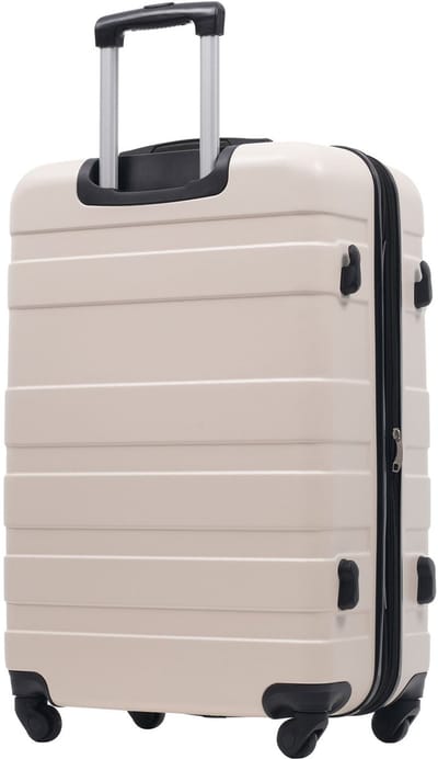 Merax Harde Koffer 28 Inch – ABS Reiskoffer Met 4 Wielen 360° – TSA Cijferslot – Uitbreidbare Reiskoffer Met Uitschuifbare Trolley – Beige & Zwart – Inclusief Toilettas
