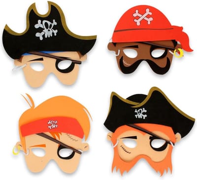 Maskers Piraat | 8 Piratenmaskers met 8 Gratis Tattoo's