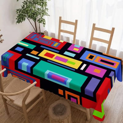 Geometrisch Abstract Rechthoekig Tafelkleed voor Tafeldecoratie Keuken Eetkamer Waterdicht Herbruikbaar Tafelkleden voor Tafel Binnen Buiten 100x160cm