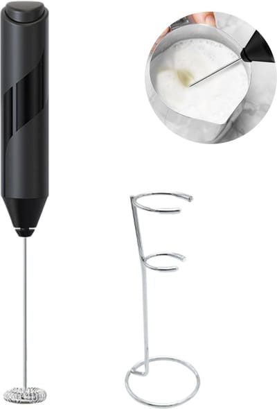 Handmelkopschuimer – Elektrische opschuimer met roestvrijstalen garde – Handmixer voor dranken – Geschikt voor koffie, lattes, cappuccino's, matcha en meer – Werkt op batterijen – Elektrische mixer & koffieroerder – Batterijen niet inbegrepen