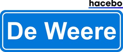 Hacebo - Plaatsnaam Sticker - 29x10 CM - De Weere sticker - Verkeersborden sticker - grappige cadeaus - De Weere