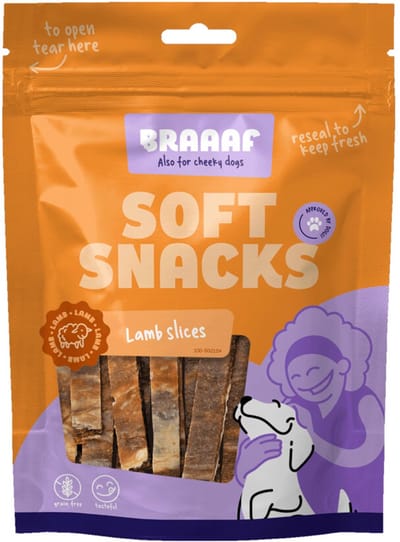 Braaaf Hondensnack Reepjes Lamsvlees met Vis - 10 x 85 gr - Voordeelverpakking