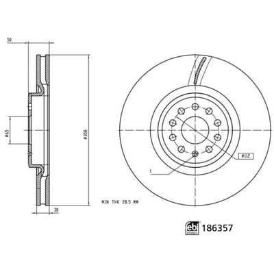 Remschijf FEBI BILSTEIN 186357, 1 stuk