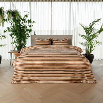 Kayori Ito Dekbedovertrek Katoen - 260x200-220 +2 slopen - Lits-jumeaux - Uniek Dessin - Taupe