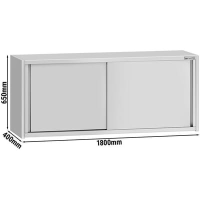 GGM Gastro Edelstahl Wandhängeschrank ECO - 1800x400mm - mit Schiebetür - 650mm hoch
