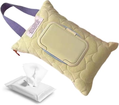 Luierdoekje Houder - Dispenser Zakje - Onderweg Luiers - Handsfree Toegang - 23 x 17 cm - Geel