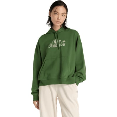 New Balance Flower Hoodie Hoodies Dames - Groen - Maat L - Katoen Jersey