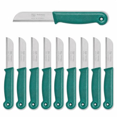 Solingen Schilmesje – RVS Glad – 16 cm met Blade Cover – Donker Groen – 10 Stuks