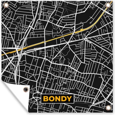 Tuin poster Plattegrond - Frankrijk - Bondy - Stadskaart - Kaart - 200x200 cm - Tuindoek