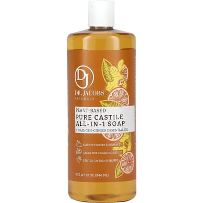 Dr. Jacobs Naturals, Botanische Pure Castile Alles-in-één Zeep, Sinaasappel & Gember Essentiële Olie, 32 oz (946 ml)