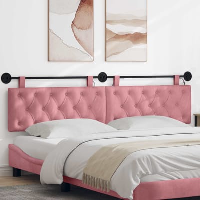 vidaXL - Hangend - hoofdbord - Met - LED-verlichting - Roze - Fluweel