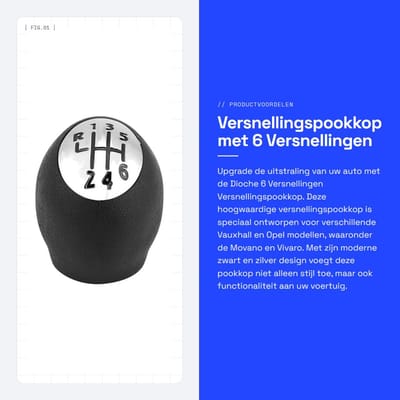 Dailygoods- Versnellingspookknop - Universeel - Zwart/Zilver - PVC - Hoogte 6 cm - Geschikt voor Vauxhall/Opel - Versnellingspook