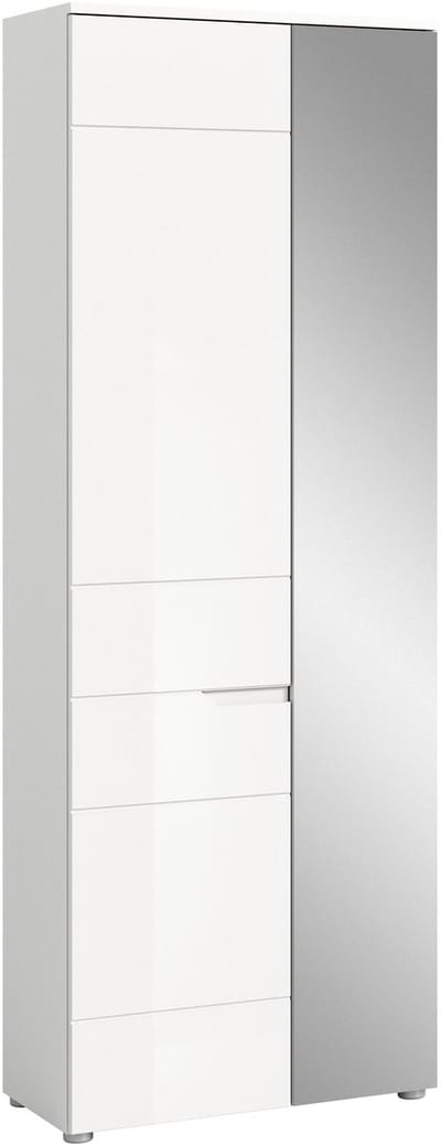 Solero kledingkast 1 deur, 1 spiegeldeur wit hoogglans, wit.