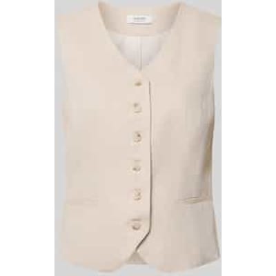 Bodywarmer van mix van viscose en linnen met V-hals model 'DAZIA'